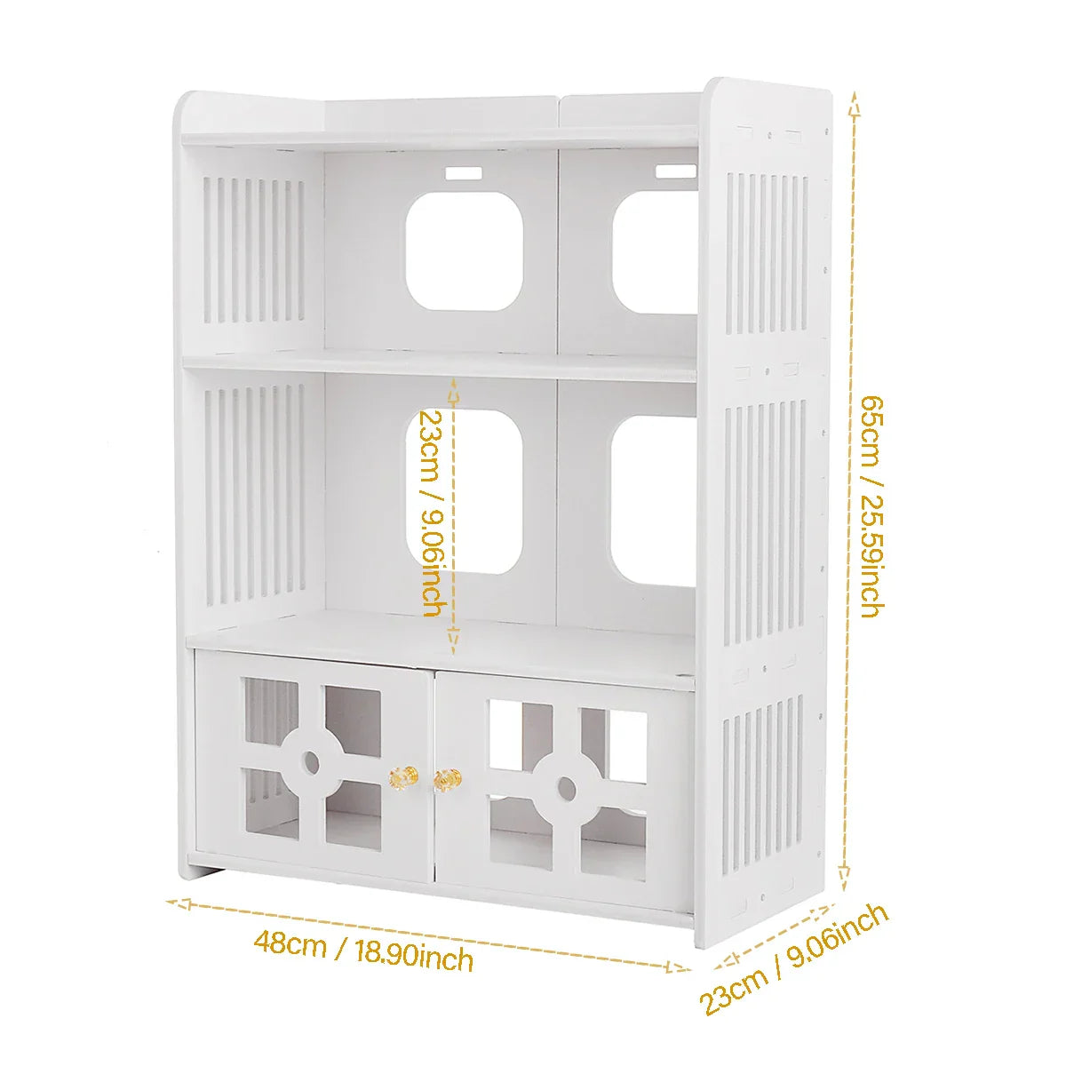 3 Layers Bathroom Cabinet Wall Mounted with Doors