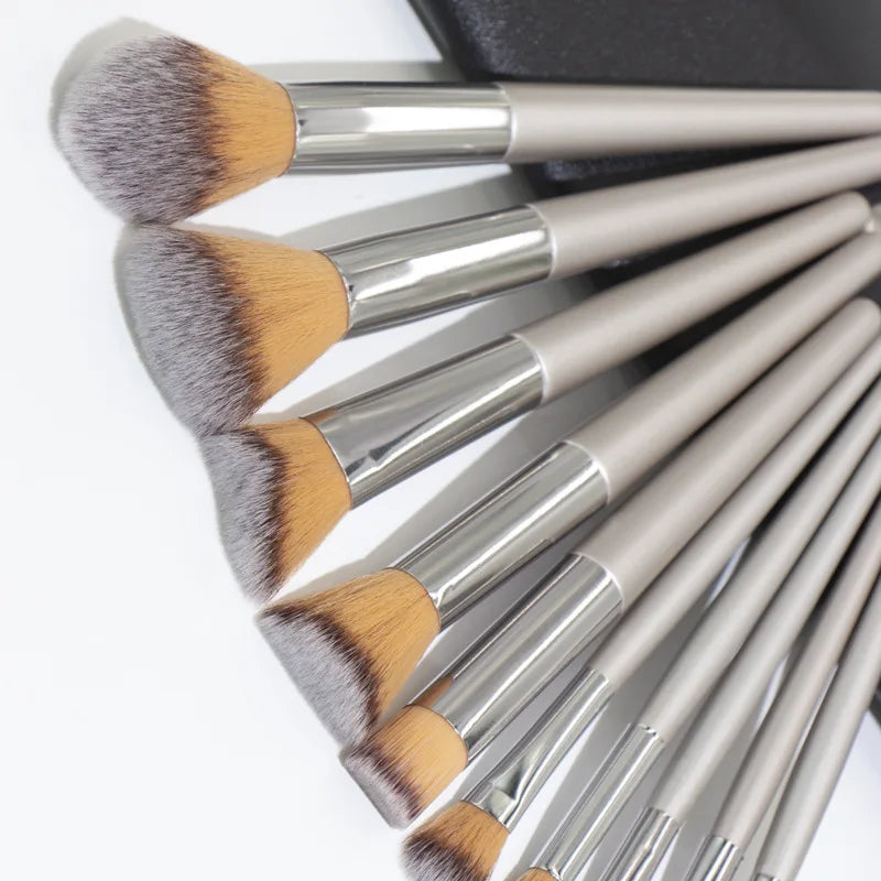 4/10Pcs Champagne Makeup Brushes Set For Cosmetic Foundation