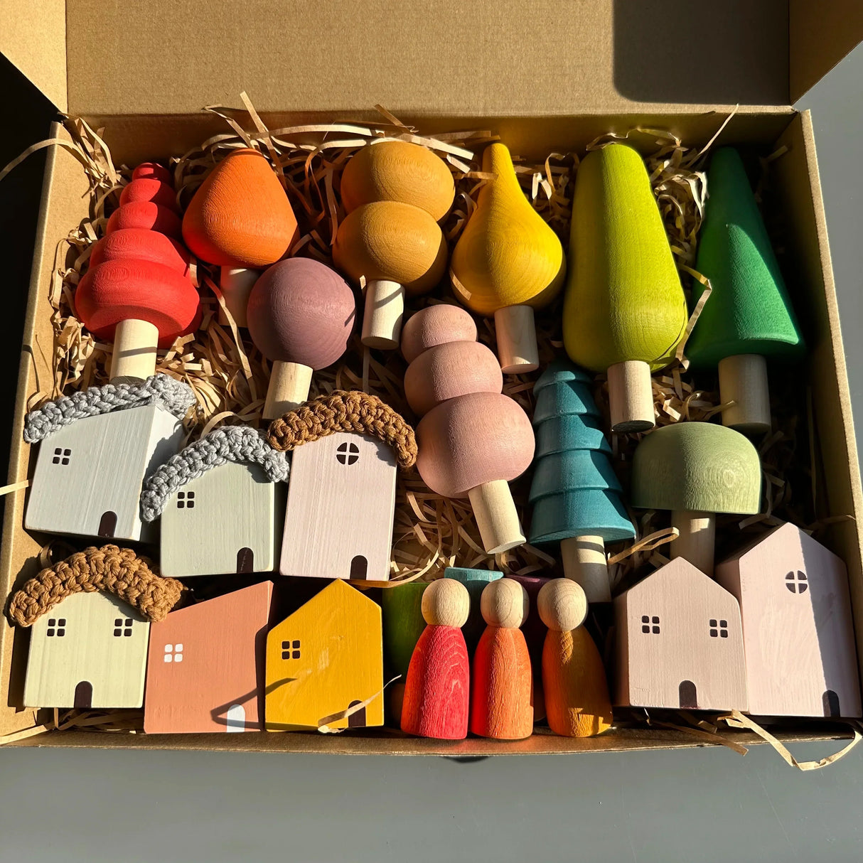 Kids Wooden Toys Pastel Nordic Buiding Blocks Stacking