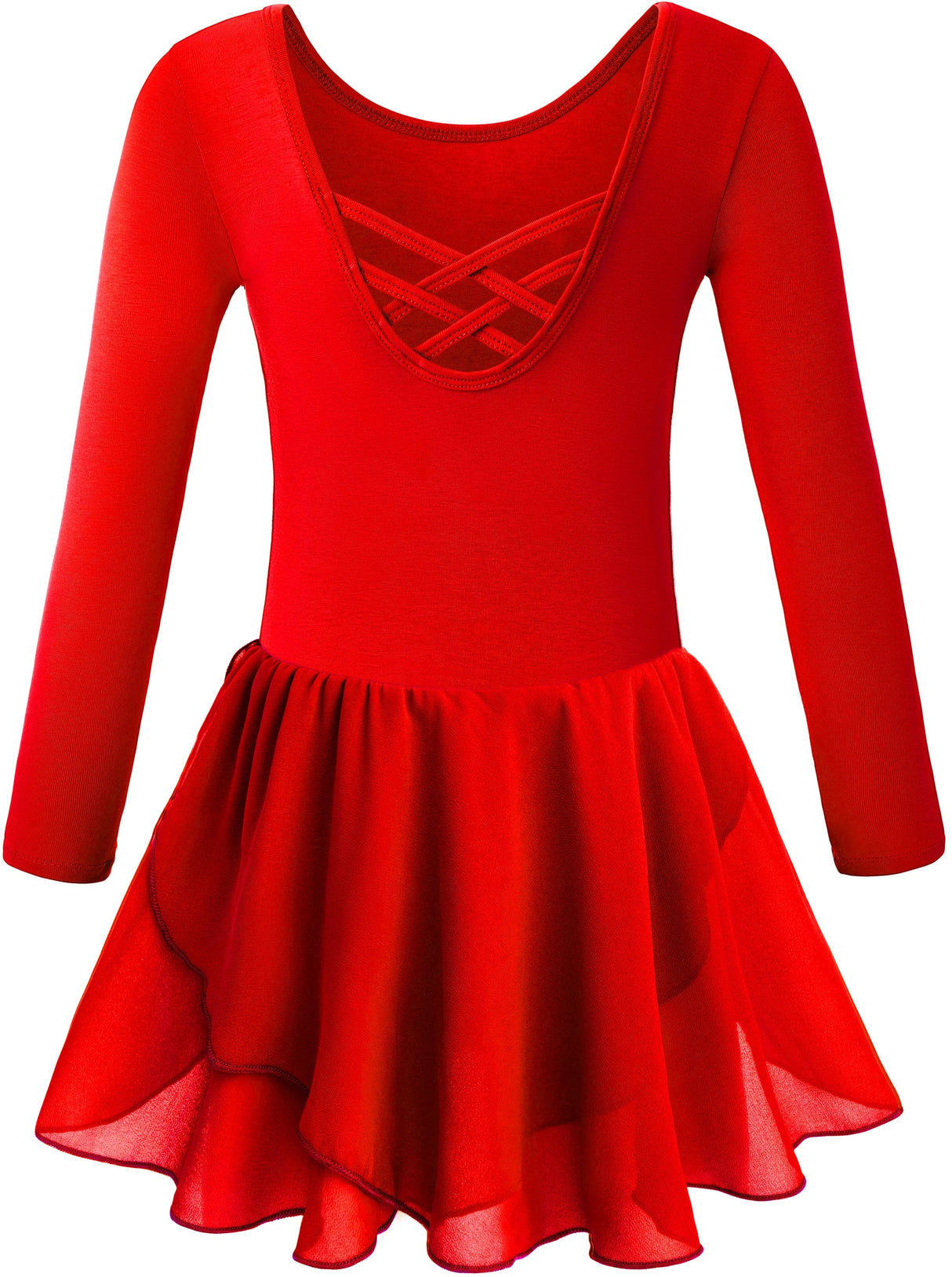 Girls Long Sleeve Leotard with Skirt Dance Dress