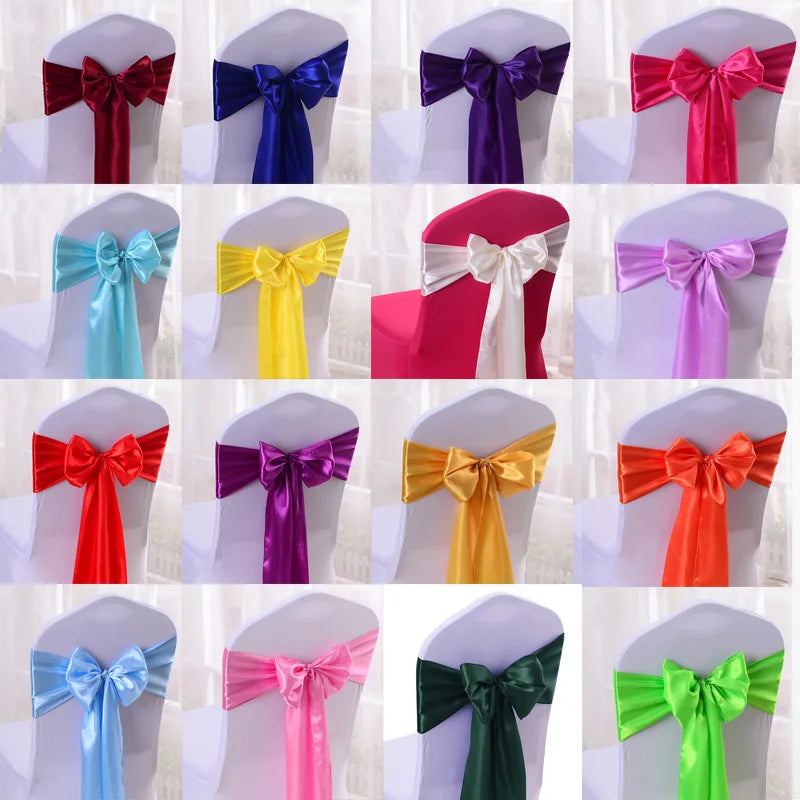 10pcs/50pcs Satin Chair Sash Knots Hotel Party Banquet