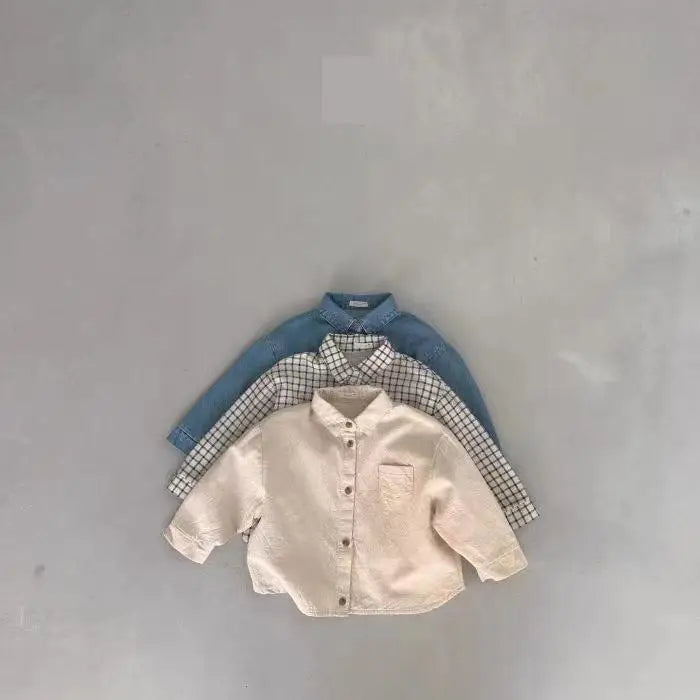 2023 Autumn New Baby Long Sleeve Lapel Shirts