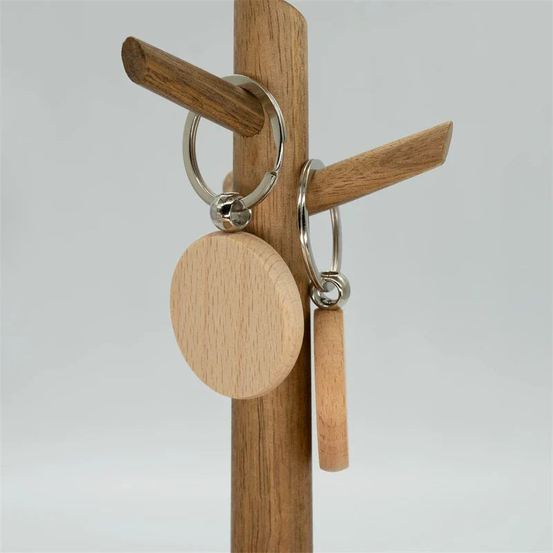 100 Pieces Round Wood Keychain Blanks Diy Wooden