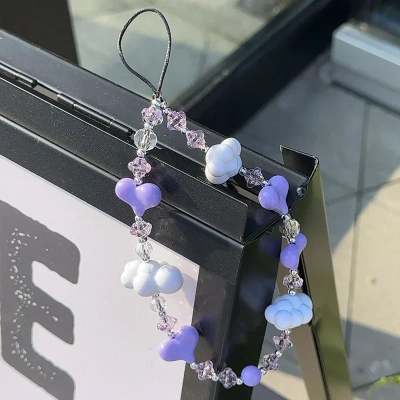 Colorful Crystal Cell Phone Charm Strap Acrylic Heart