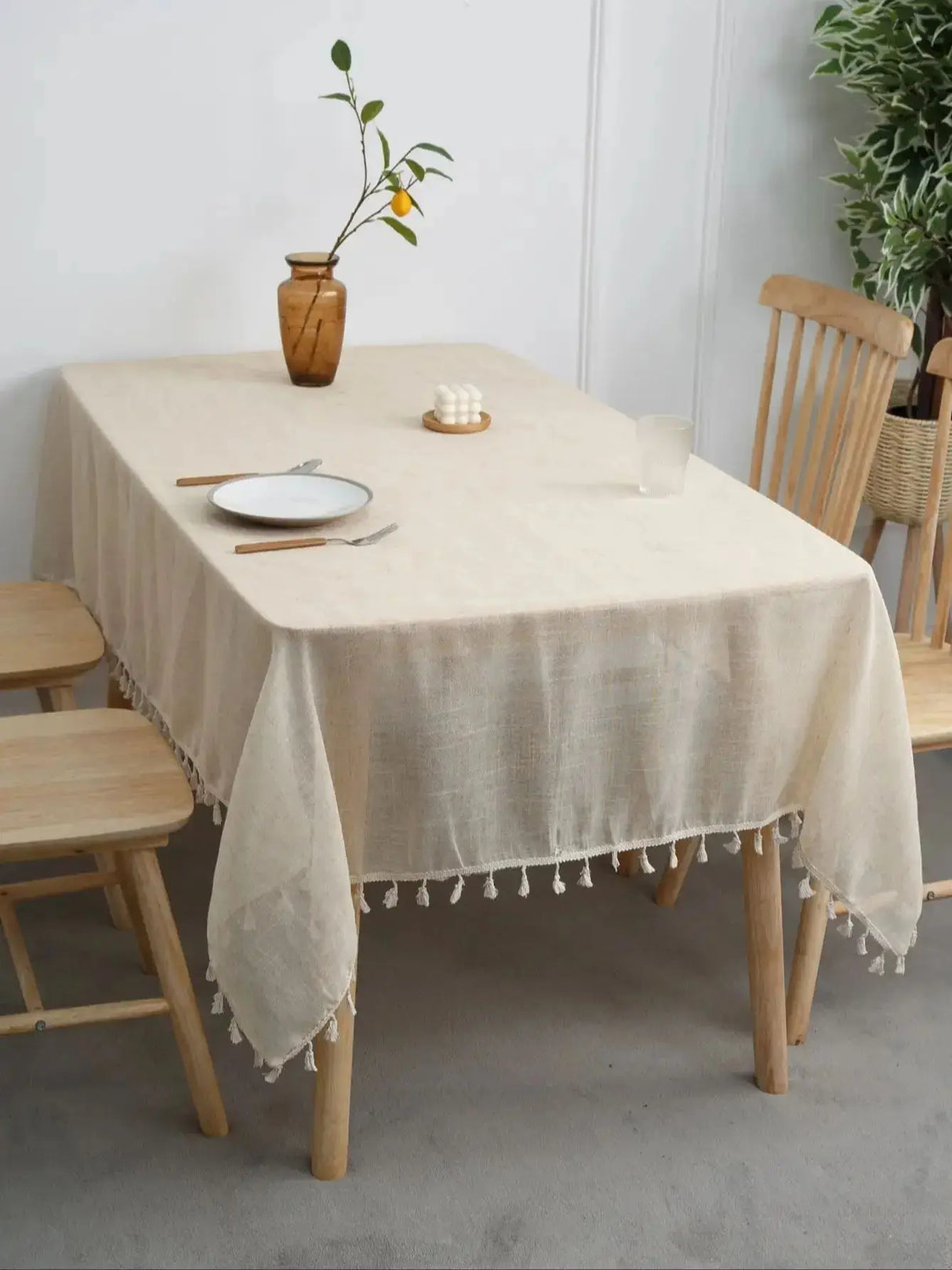 Linen Table Cloth for Rectangle Tables, Washable French