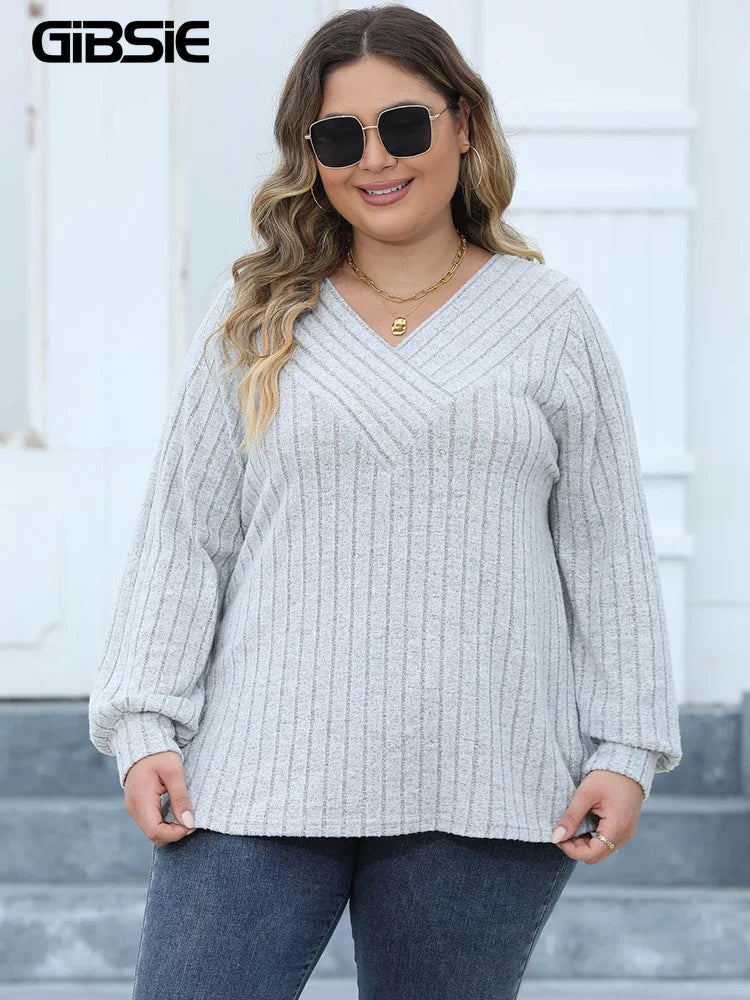 GIBSIE Plus Size Long Sleeve T Shirts for