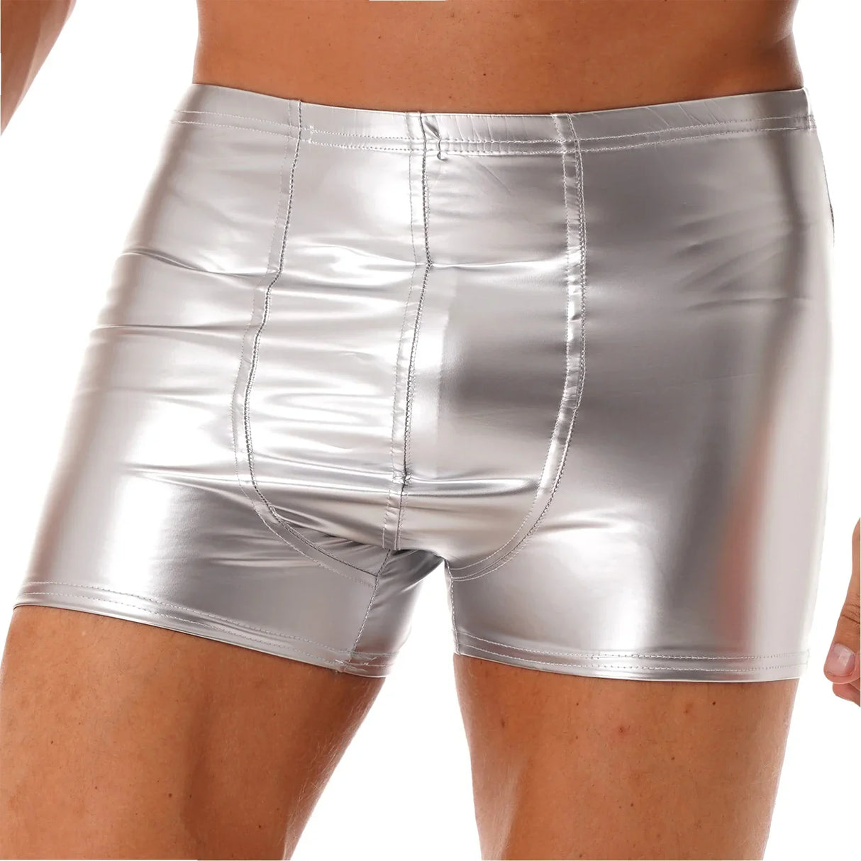 Sexy Mens Wet Look Patent Leather Boxer Briefs