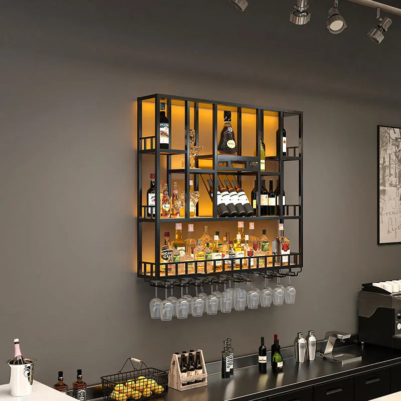 Club Hanging Wine Cabinet Shelf Whisky Liquor Display