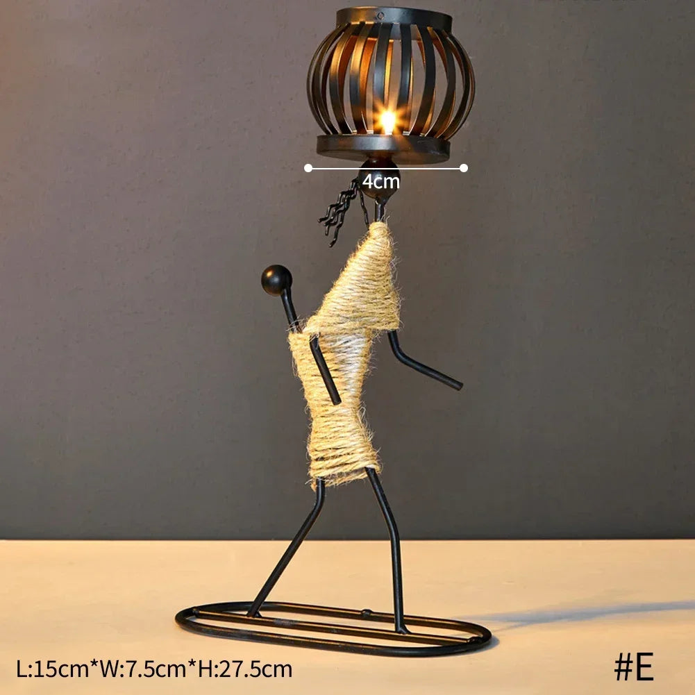 Nordic Metal Candlestick Abstract Character Sculpture Candle Holder