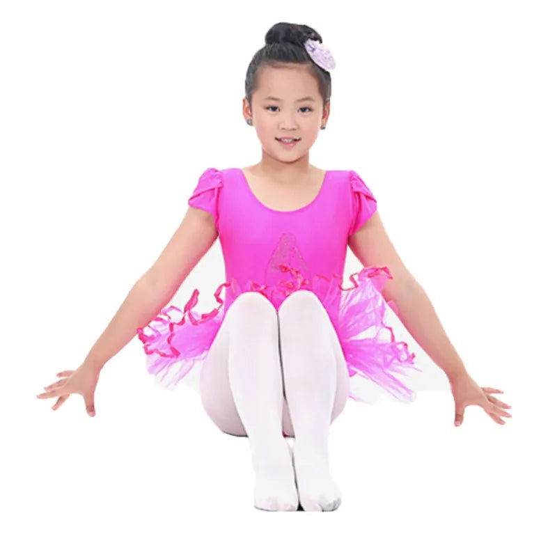 1PC Kids Girls Short Sleeved Ballet Dress Children