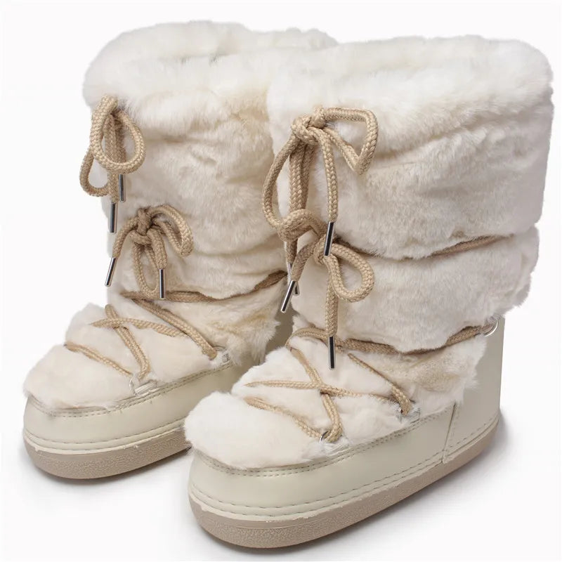 2024 Winter Fur Boots Snow Boots Women Ski
