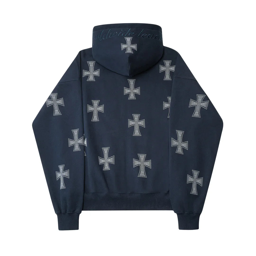 New Street Grunge Sweatshirt Cross Hot Drill Letter