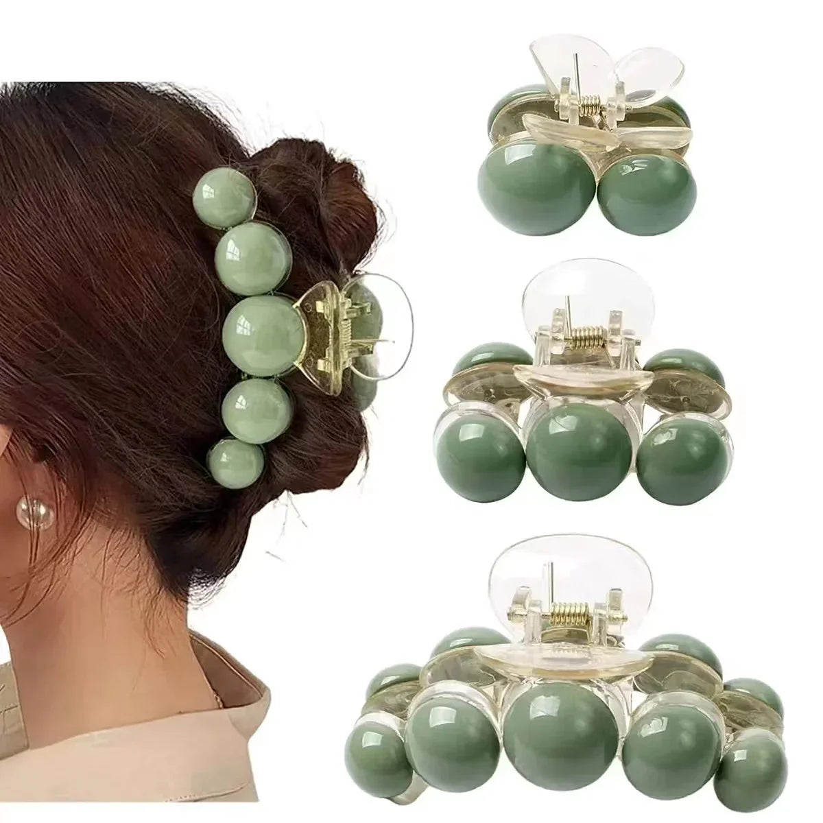 Muweordy New Large Pearl Hairpin Elegant Crab Claw