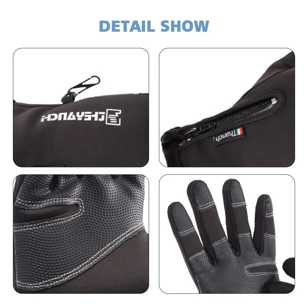 Motorcycle Gloves Winter Thermal Fleece Lined Resistant Waterproof