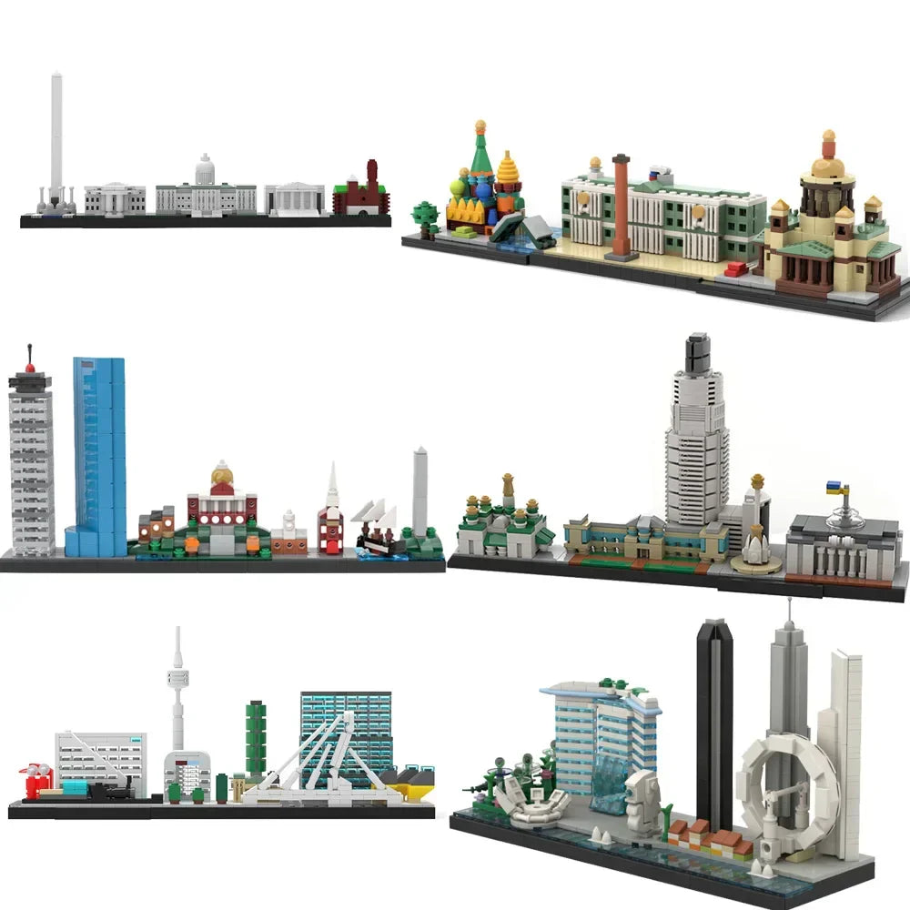BuildMOC City Skyline Saint Petersburg Rome Washington Rotterdam