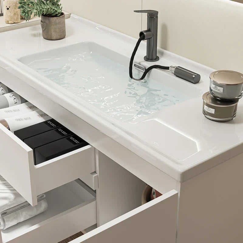 Ceramic Integrated Basin Bathroom Cabinet Modern Minimalist Sink