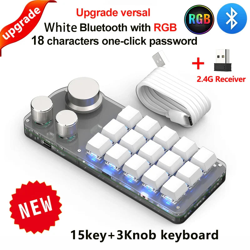 Macro Programming Keyboard Bluetooth USB Backlit 2.4G Wireless