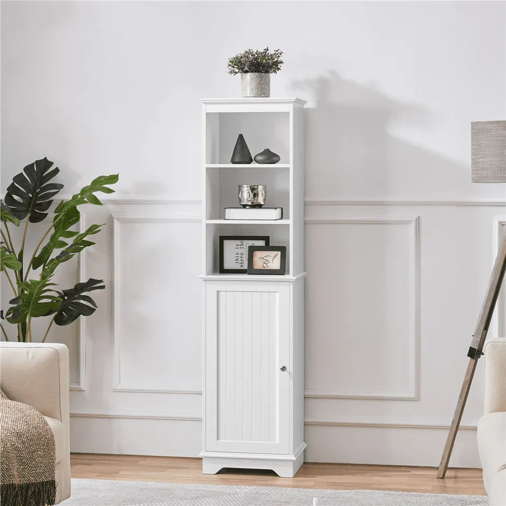SMILE MART Wooden Slim Bathroom Floor Cabinet