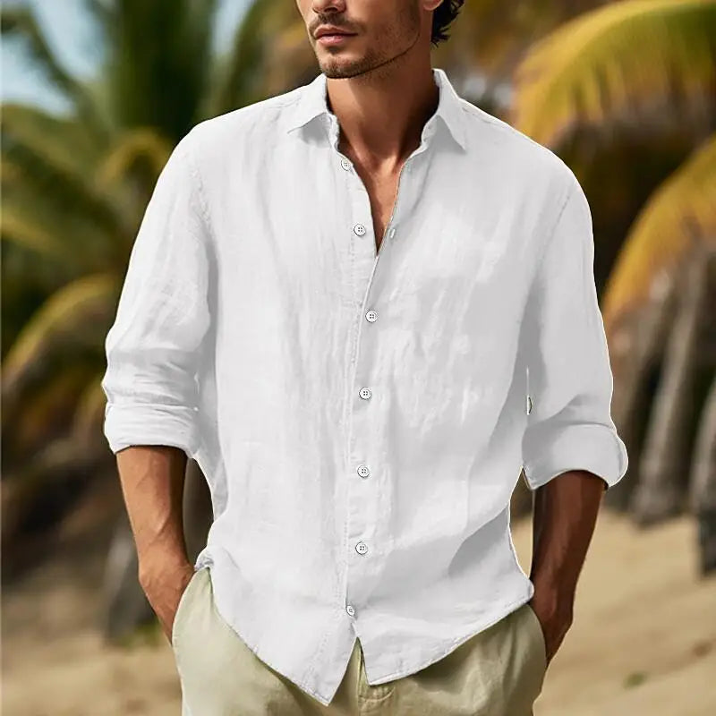 Men's Cotton Linen Business Casual Shirts And Blouses