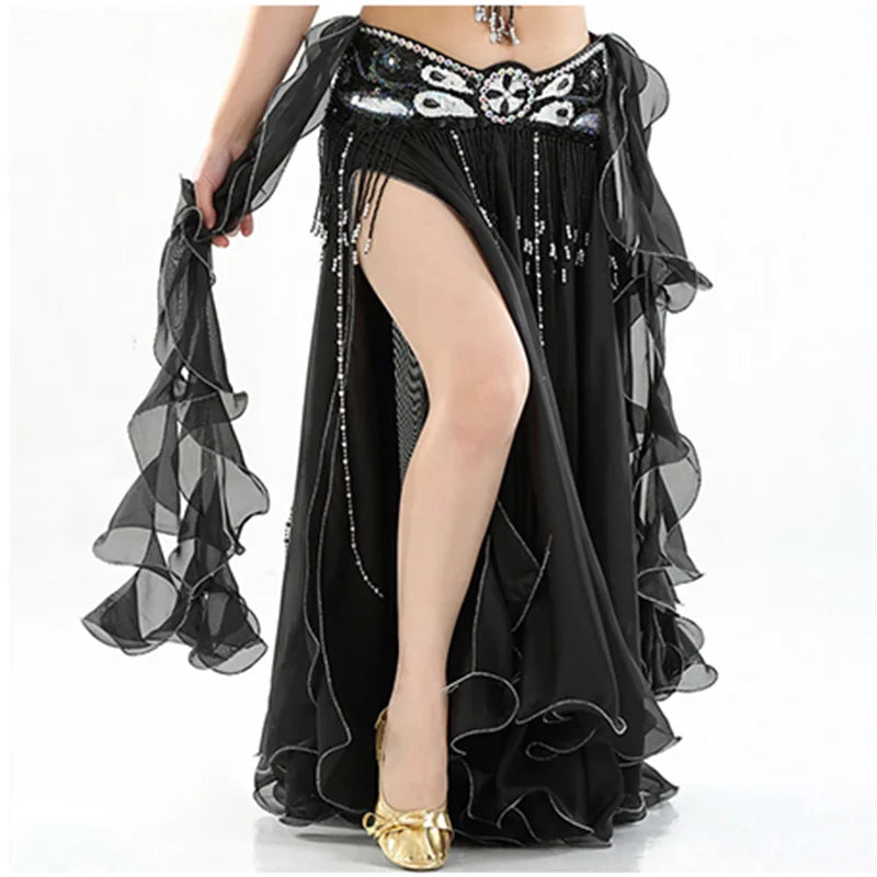 2022 New Belly Dancing Skirt Woman Chiffon Split