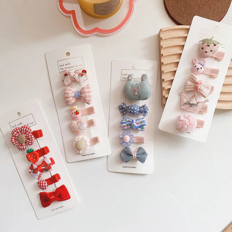 5pcs Set Cute Baby Girls Hairpins Bow Flower