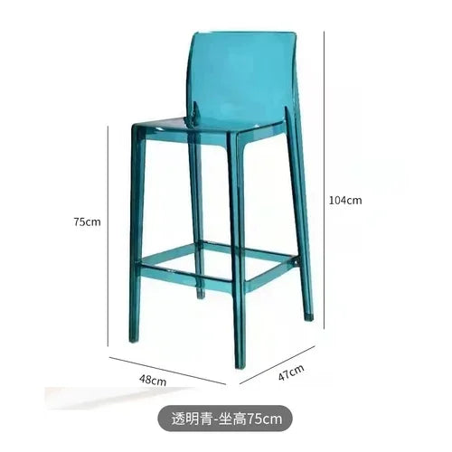 Nordic Acrylic Transparent Bar Chairs Modern Backrest Household