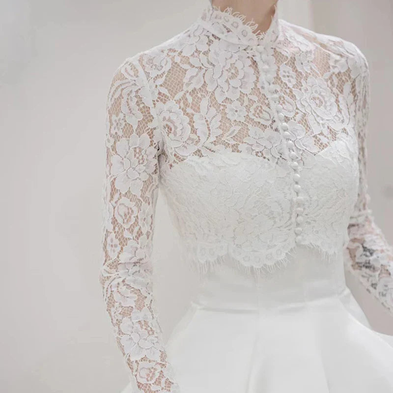 Womens Wedding Dress Capes High Neck Lace Jacket