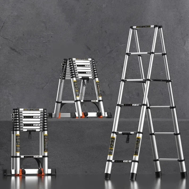 Home Kitchen Telescopic Ladder Aluminum Alloy Step Stools