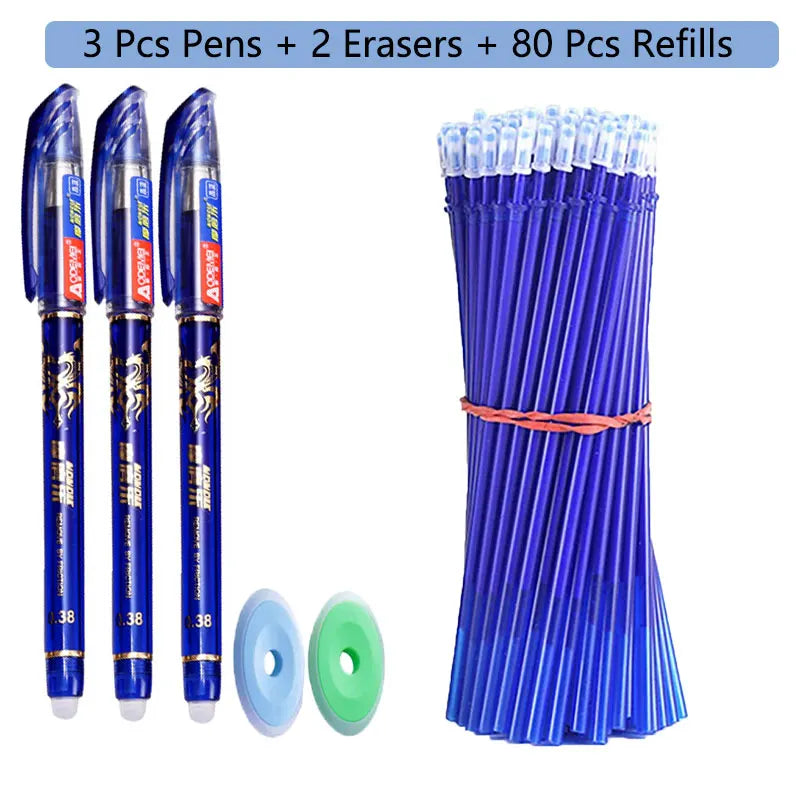 85Pcs/Set Erasable Pen Gel Pens 0.5mm Blue/Black ink