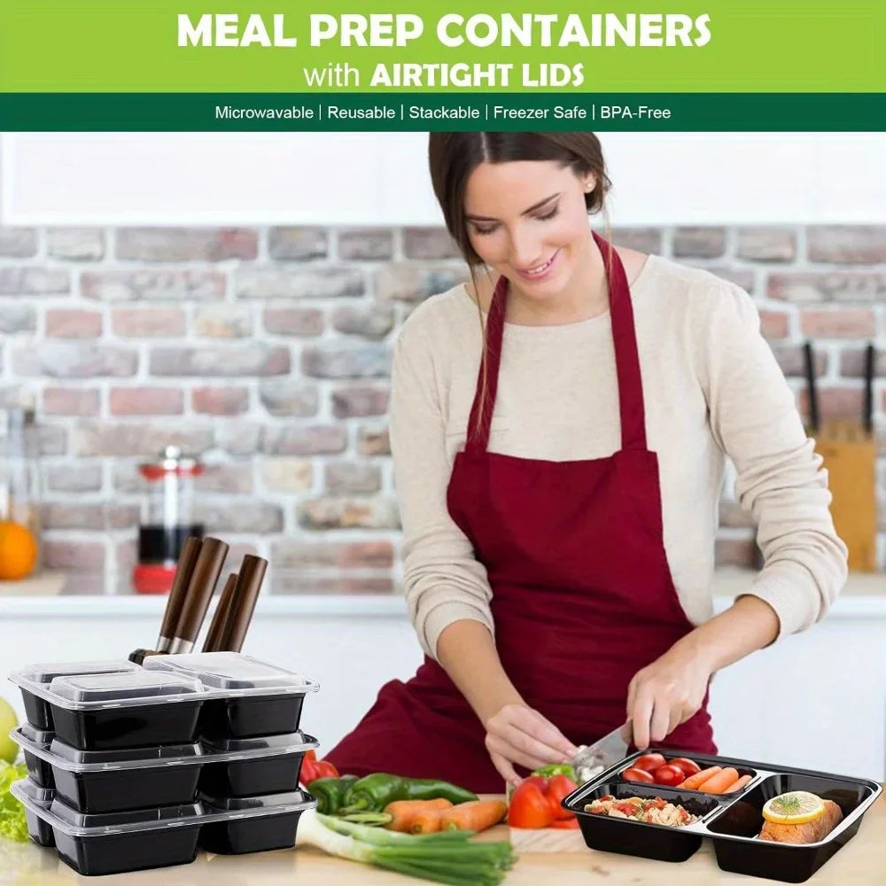 20/50pcs Lunch Box 3 Compartment Food Storages With