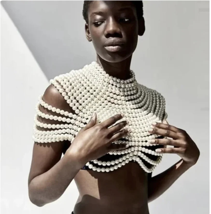 Body Chain Jewelry Pearl Sexy Beaded Collar Shoulder