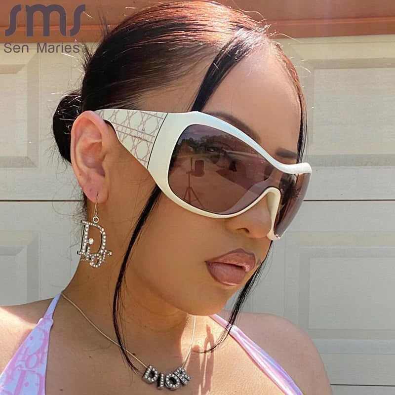 Luxury Brand Designer One-piece Sunglasses Goggle New Trendy