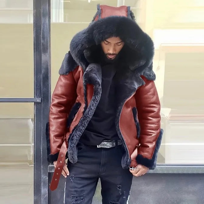 2022 New Men's Leather Coat Winter Large Size