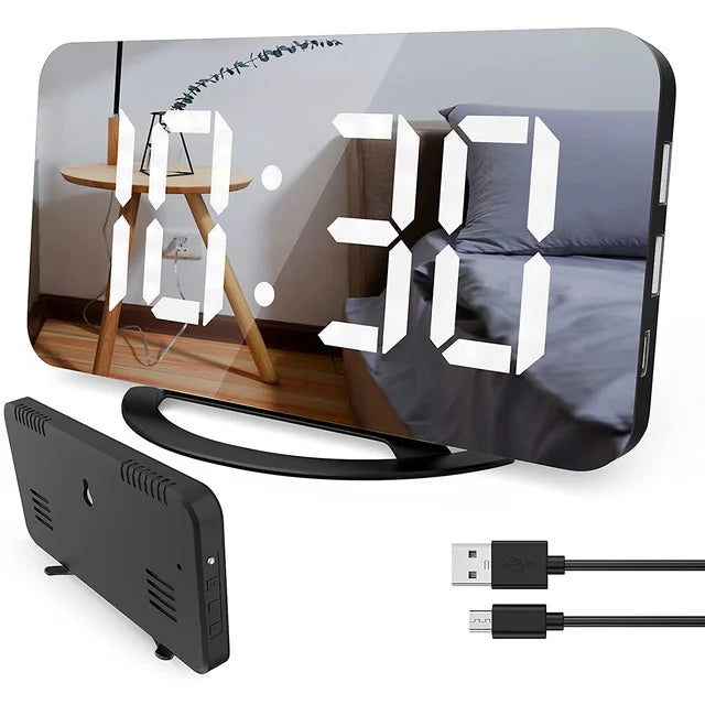 New Digital Alarm Clock 7" Large LED Mirror