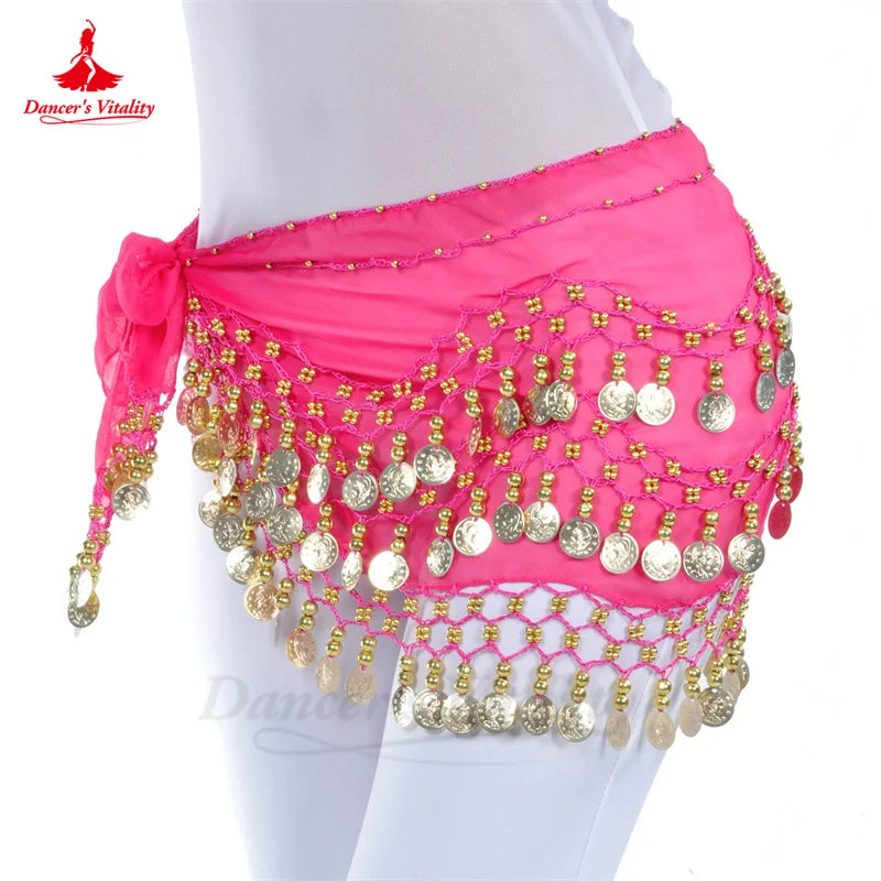 Belly Dance Belt for Women Chiffon Gold Coines