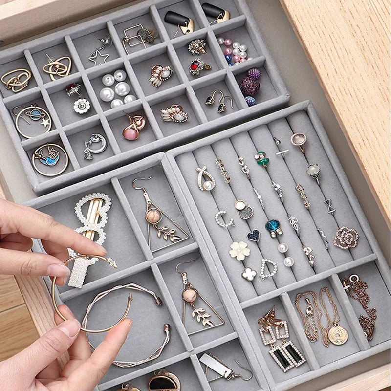 Velvet Jewelry Tray DIY Handicraft Ring Earring Necklace