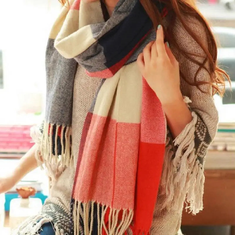 Winter Female Lattice Imitation Cashmere Scarf Autumn And
