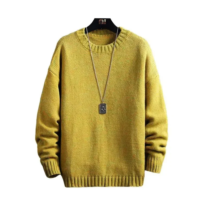 Man Clothes Thick No Hoodie Knitted Sweaters for