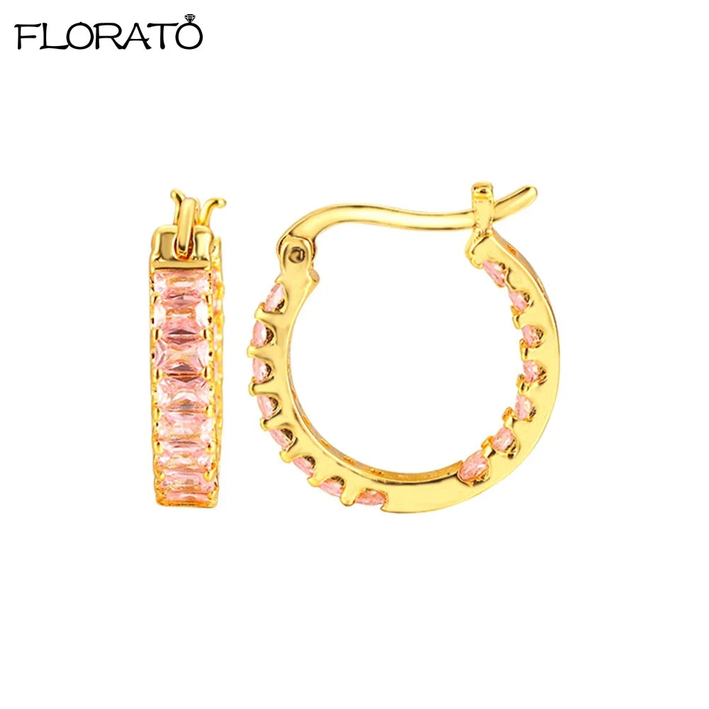 Minimalist 925 Silver Needle 15mm Crystal Hoop Earring