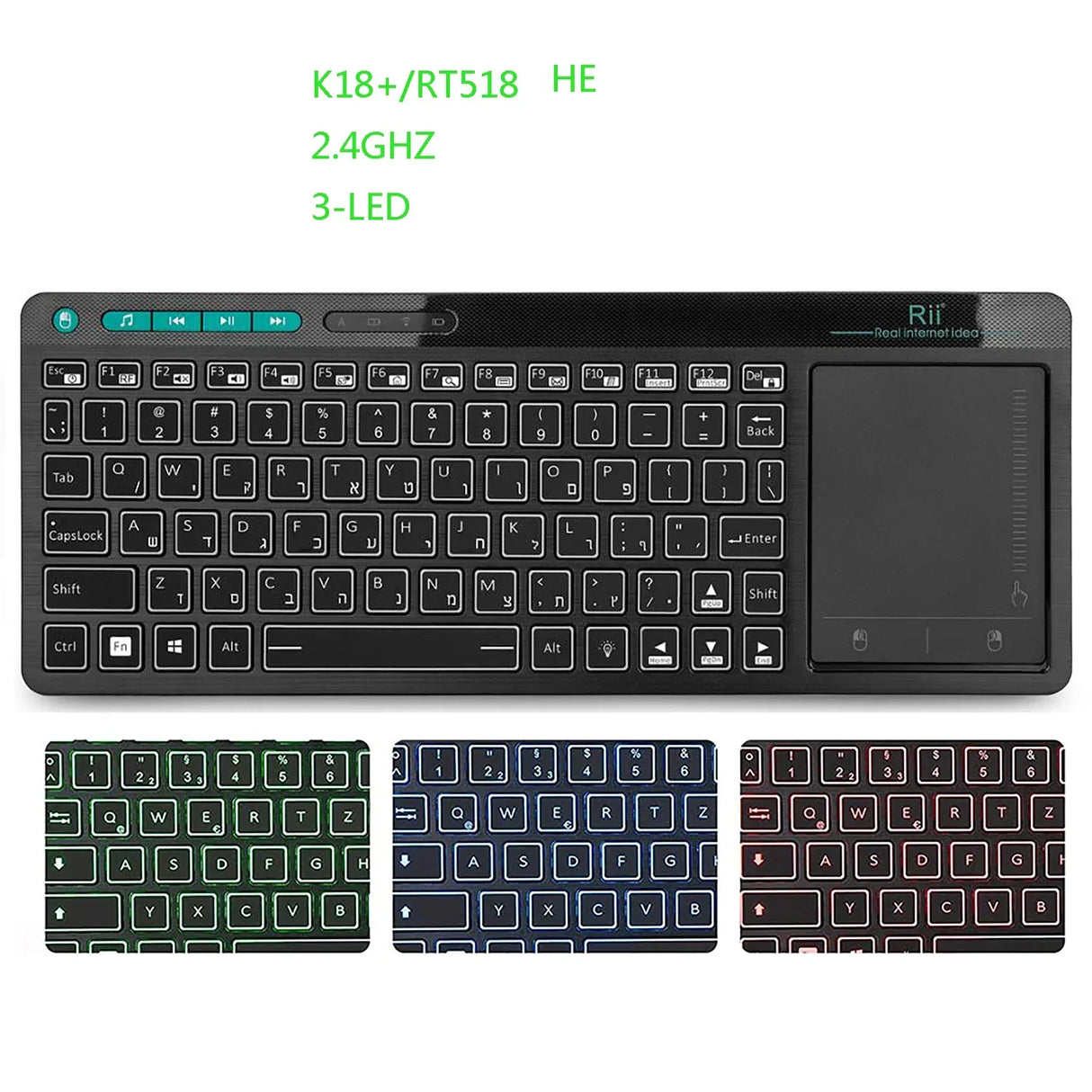 Rii K18Plus/K18S 2.4G Wireless Keyboard with Touchpad Mouse