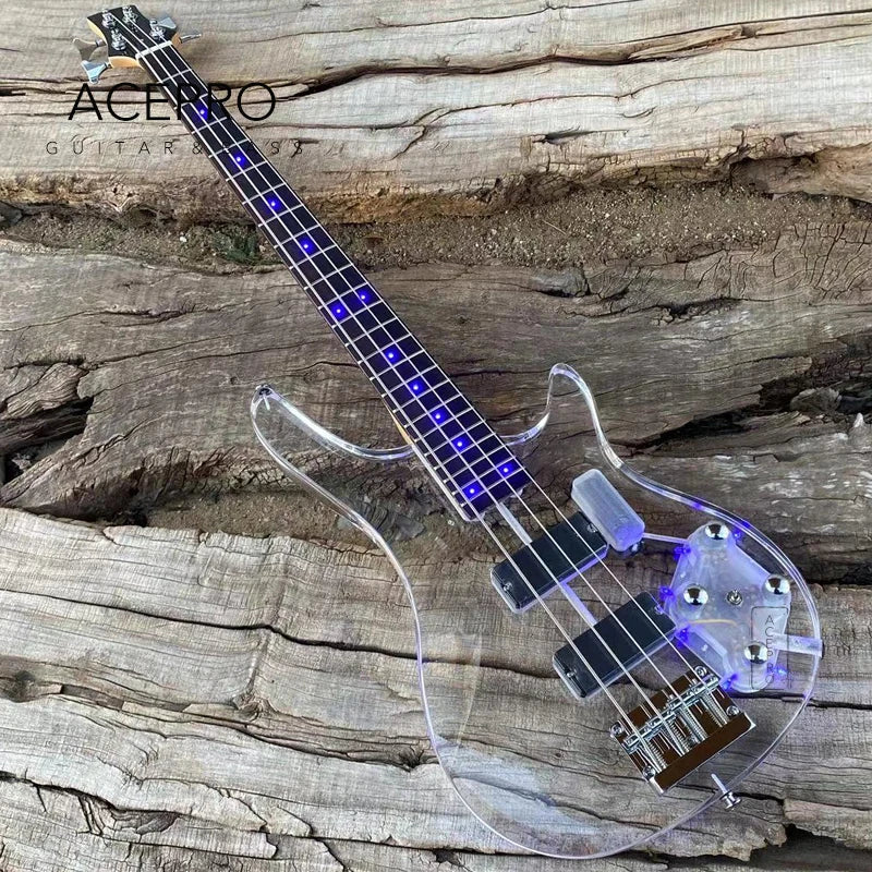 4 String Blue LED Lights Electric Bass Guitar,