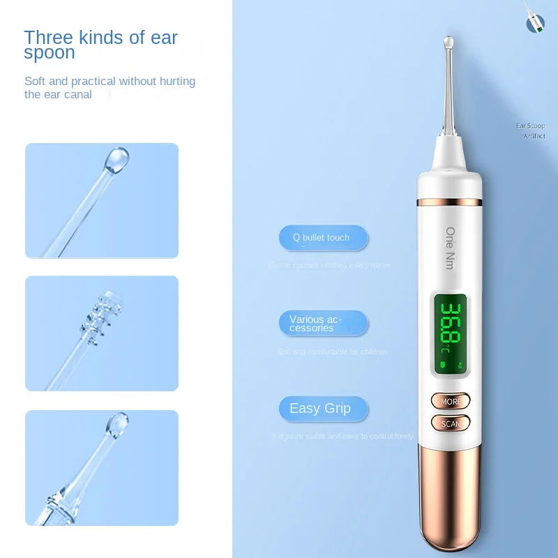 Smart Temperature Earpick Ear Cleaning Luminous Soft Silicone