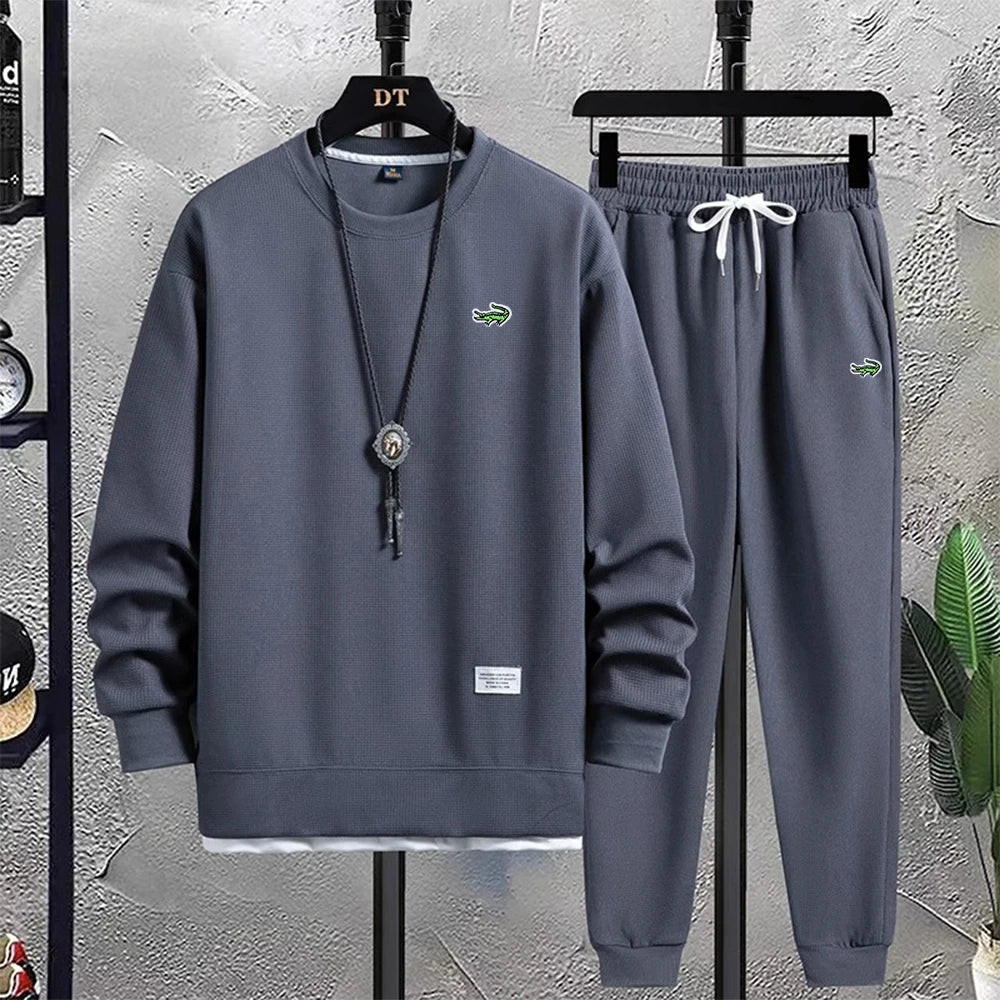 Fashion Autumn Tracksuit Mens Embroidery 2 Piece Outfit