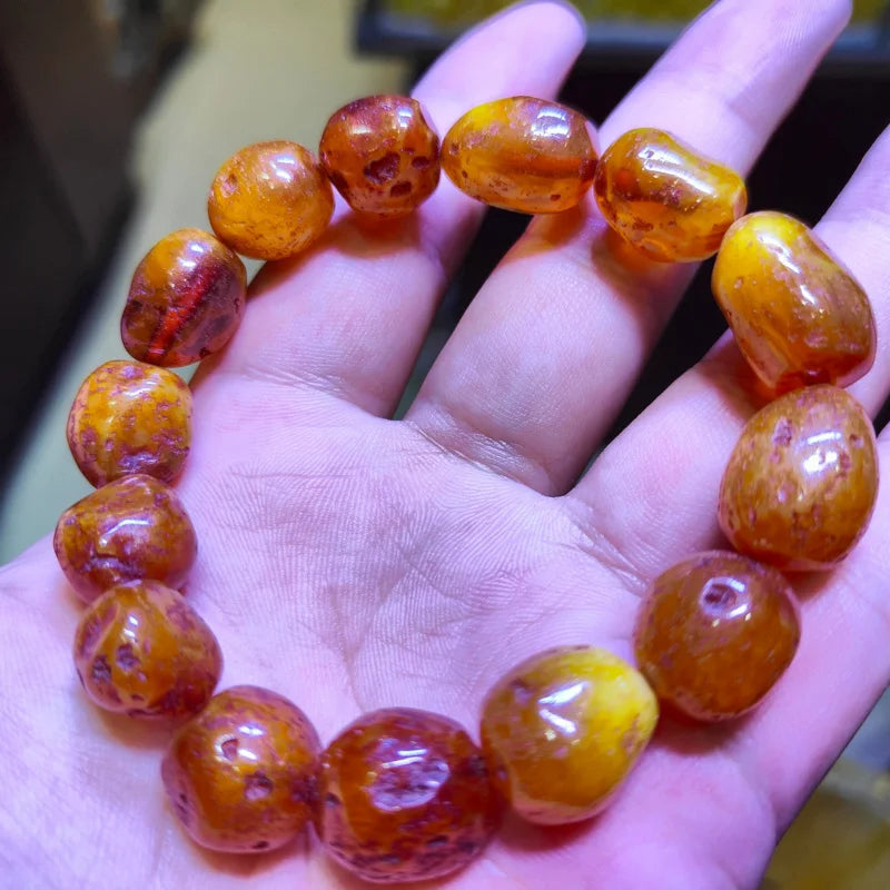 Natural Raw Amber Bracelet Men Women Healing Gemstone