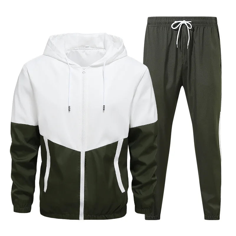 Men Tracksuit Casual Joggers Hooded Sportswear Jackets And