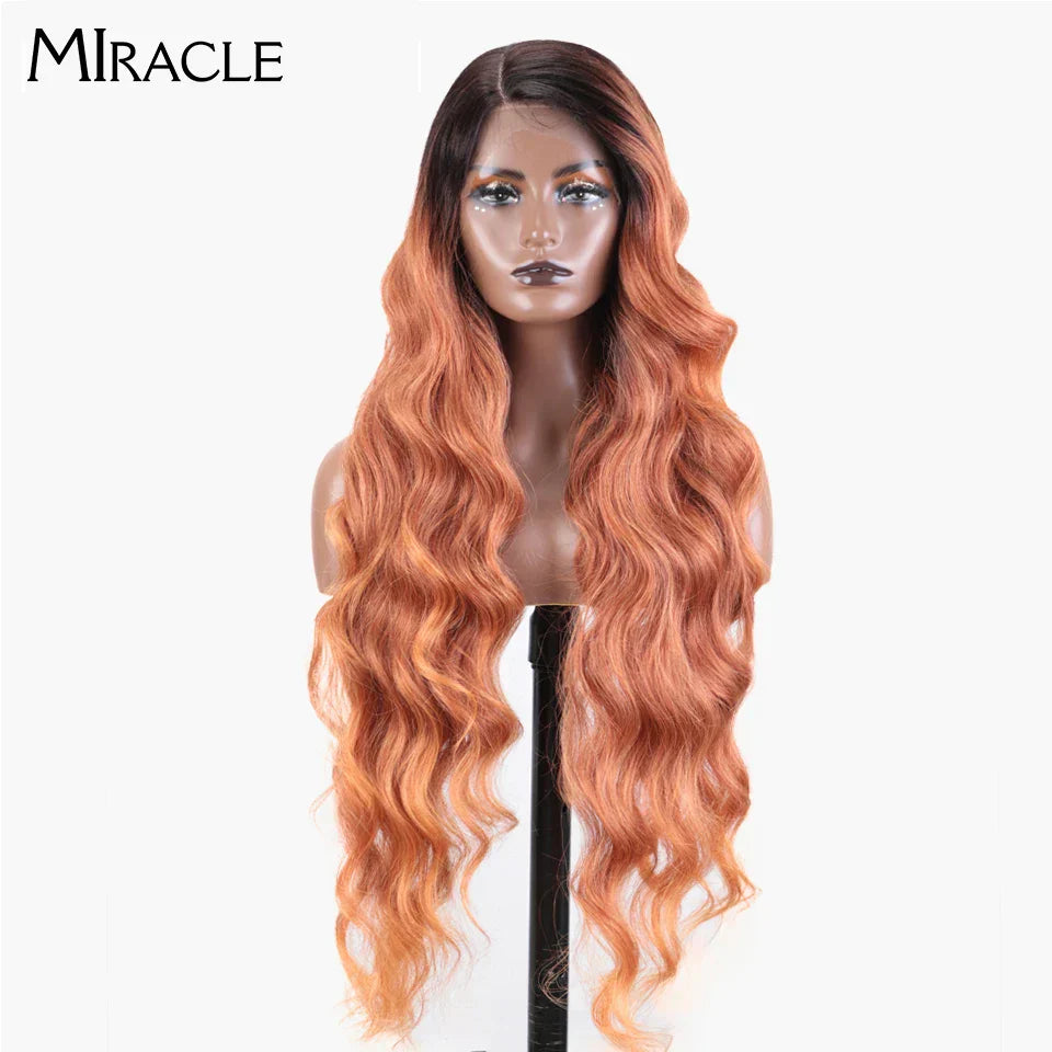 MIRACLE Synthetic Lace Front Wigs For Women Long