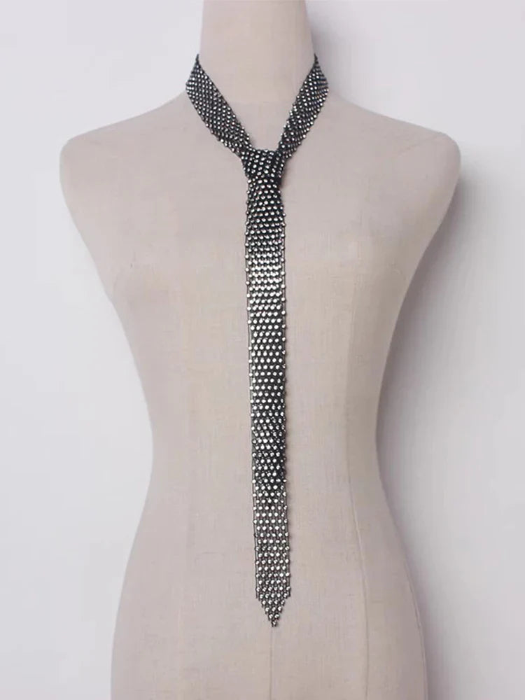 TWOTWINSTYLE Tie Necklace With Scarf For Women Diamonds