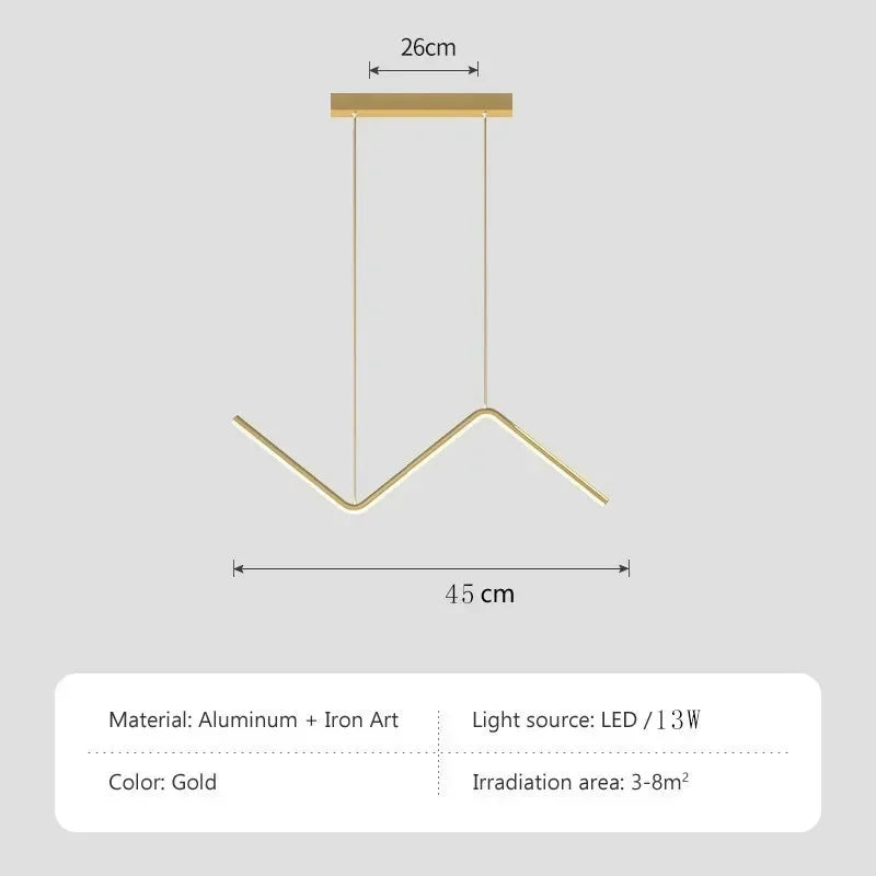 Modern LED Pendant Light Nodic Gold Hanging Chandelier