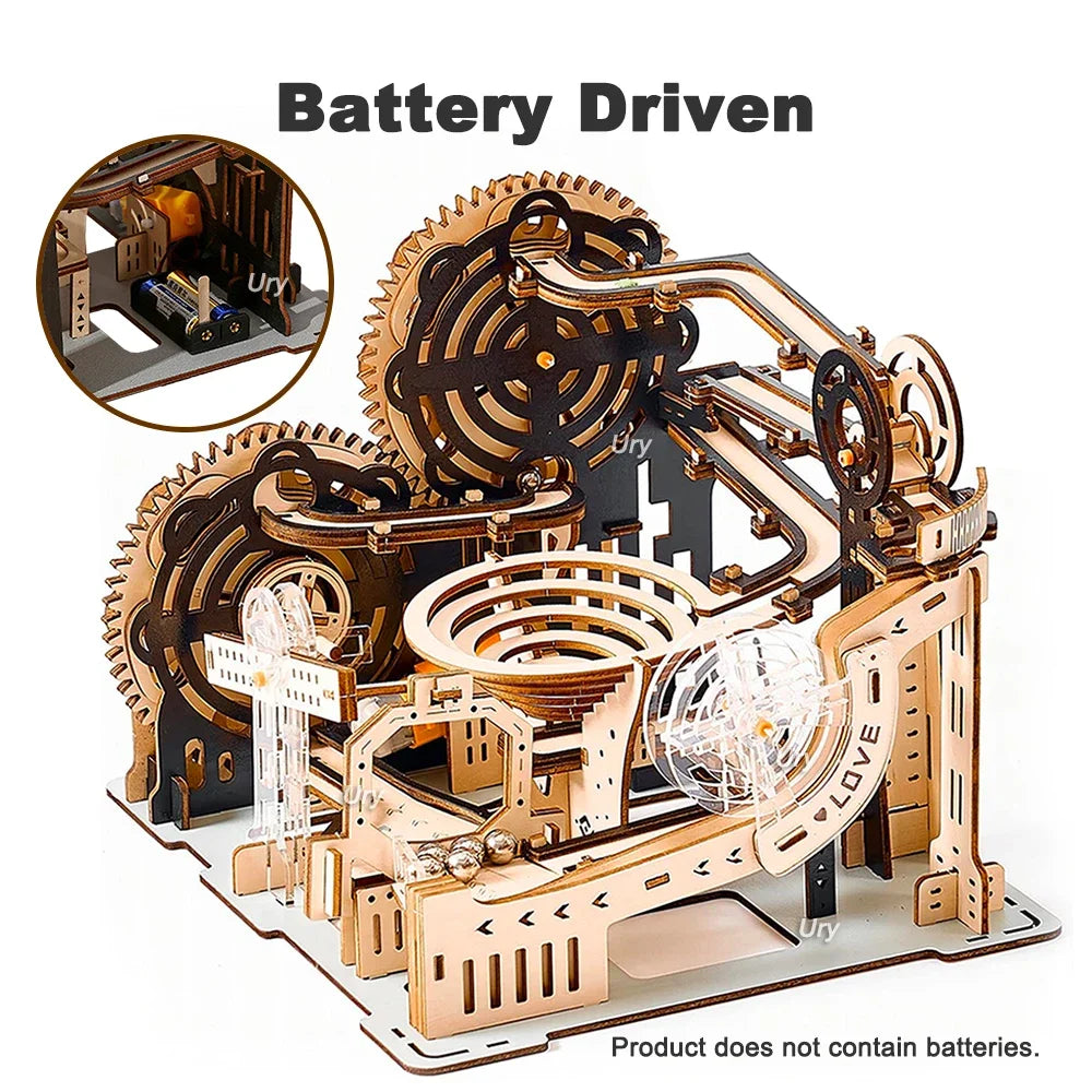 3D Wooden Puzzle Marble Run Set DIY Mechanical