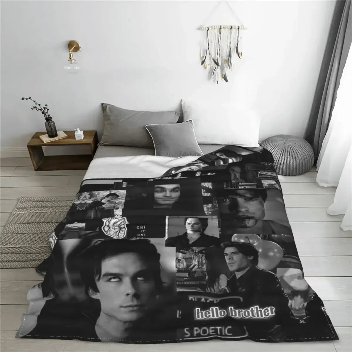 Damon Salvatore The Vampire Diaries Flannel Blankets Vintage